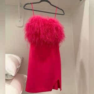 Pink Feather Mini Dress